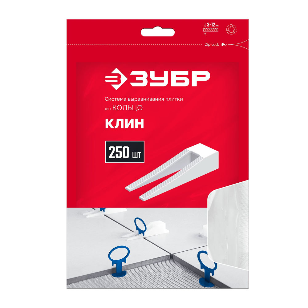 Система выравнивания плитки СВП КОЛЬЦО клин 250 шт ЗУБР 3387-250