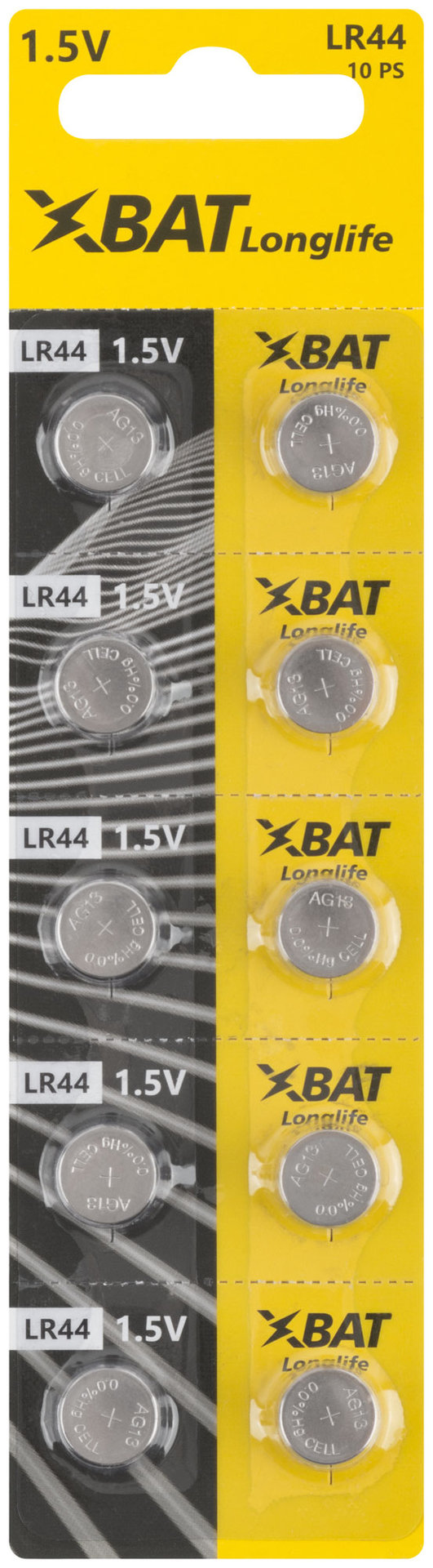 Батарейка щелочная, 1,5 В, тип Таблетка LR44 , 10 шт. (LR44)