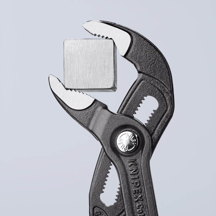 Клещи переставные …matic 250 мм, пружина, зев 50 мм, фосфатированные, обливные ручки COBRA KN-8711250