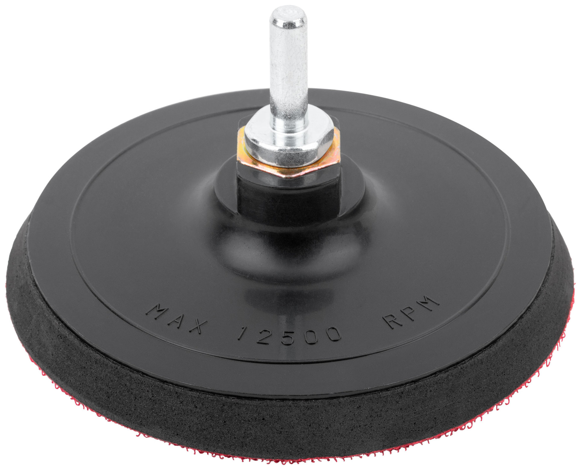 Диск шлифовальный с липучкой черный, гайка М14 + переходник для дрели, 125x10 мм (39627)