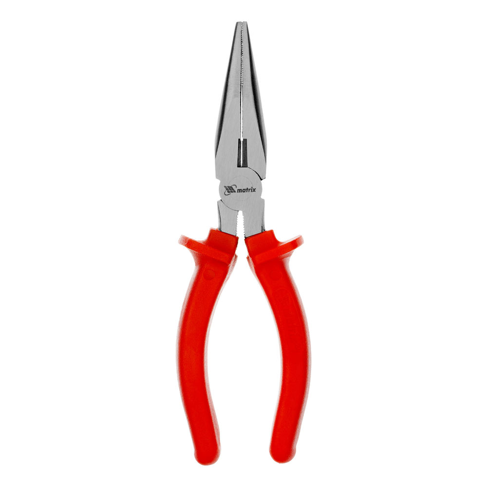 Длинногубцы прямые Econom, 180 мм, шлифованные, пластмассовые рукоятки Matrix (17193)