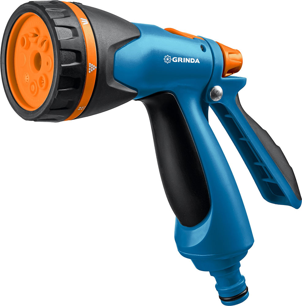 Поливочный пистолет B-8, 8 режимов, курок сзади, двухкомпонентный, PROLine GRINDA 429110