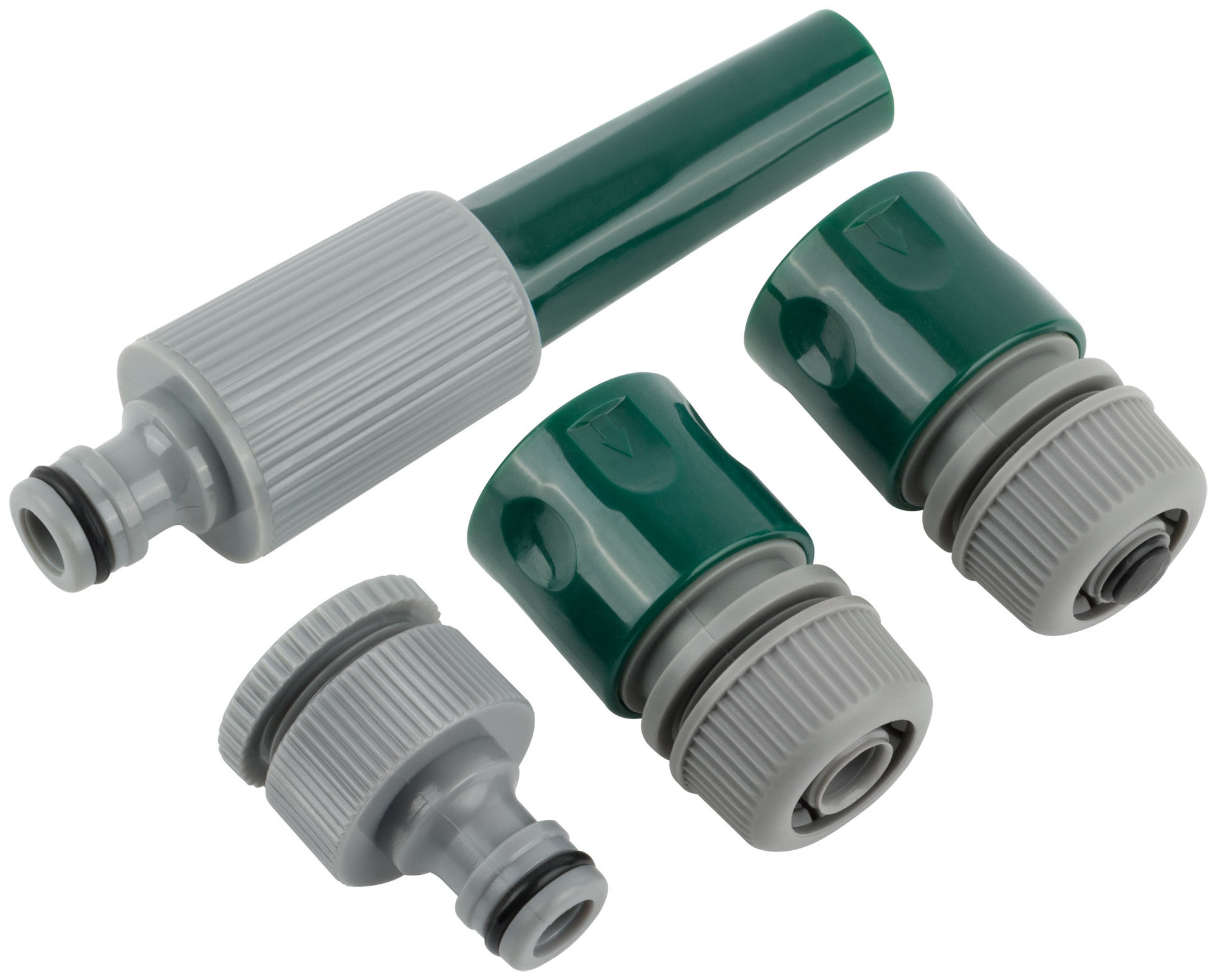 Набор поливочный 4 шт. 1/2 ( насадка для полива,соединитель, соединитель с автостопом, адаптер внешний )