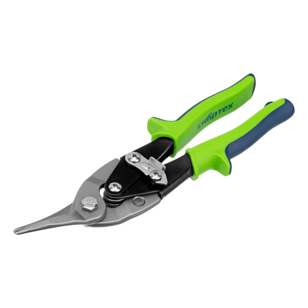 Ножницы по металлу, 250 мм, левый рез, сталь С55, двухкомпонентные рукоятки СИБРТЕХ (78338)