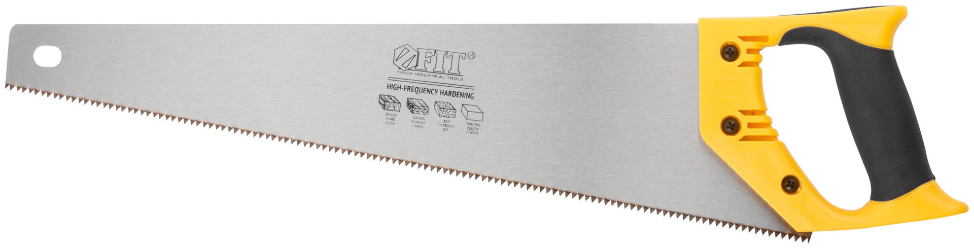 Ножовка по дереву, средний каленый зуб 7 ТPI, 2D заточка, пластиковая прорезиненная ручка 450 мм (40432)