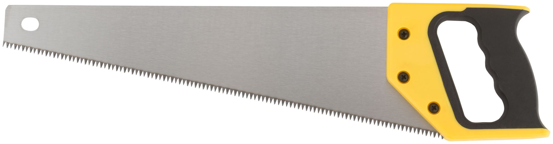 Ножовка по дереву, средний каленый зуб 7 ТPI, 3D заточка, пласт.прорезиненная ручка, Профи 400 мм (40440)