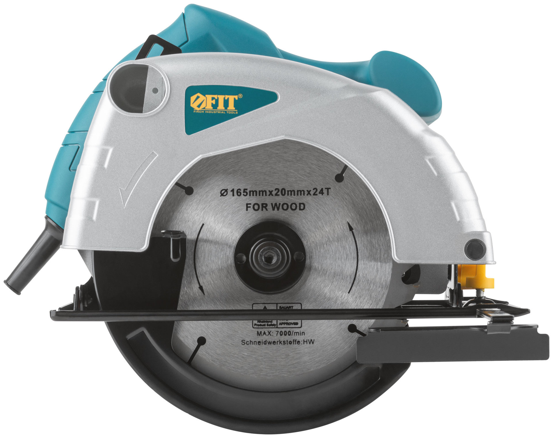 Пила дисковая 1000 Вт; 4800 об/мин; 165/20 мм; 2,1 кг; жел. опора; коробка (80396)