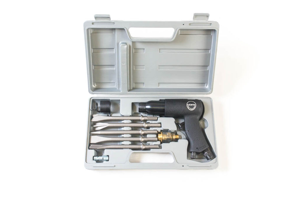 Пневматический молоток в комплекте с зубилами в кейсе 10 пр., Licota, PAH-20002HK