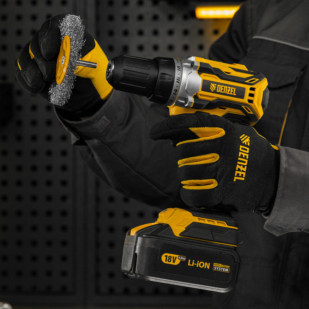 Щетка для дрели 100 мм, Плоская, со шпилькой, нержавеющая витая проволока Denzel (744793)