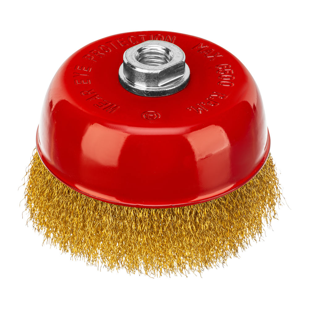 Щетка для УШМ, 125 мм, М14, чашка, латунированная витая проволока Matrix (74606)