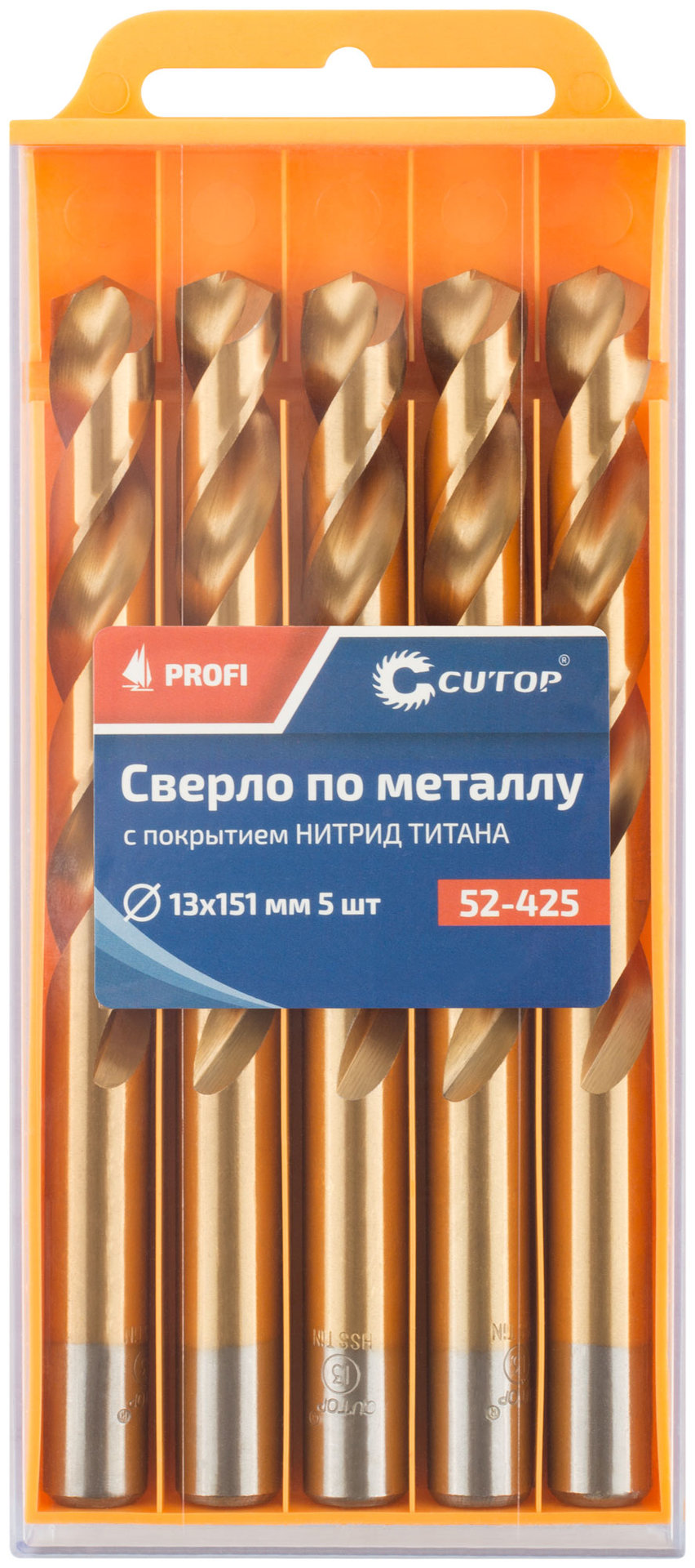 Сверло по металлу Cutop Profi с титановым покрытием, 13х151 мм (5 шт) (52-425)