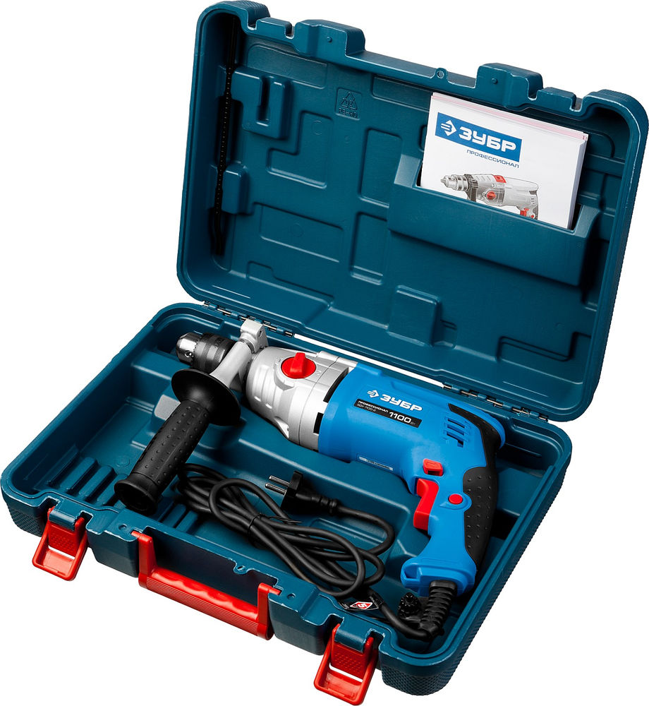 Дрель ударная 1100 Вт 13 мм 2 скорости мет. корпус Профессионал ЗУБР ЗДУ-1100-2 ЭРМКМ2