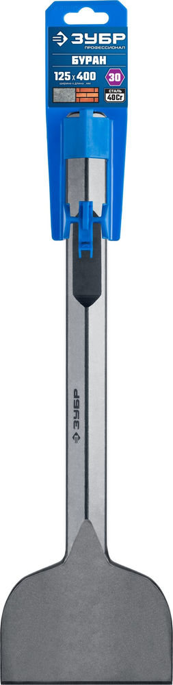 Зубило лопаточное 125 x 400 мм HEX 28 ЗУБР БУРАН 29372-125-400