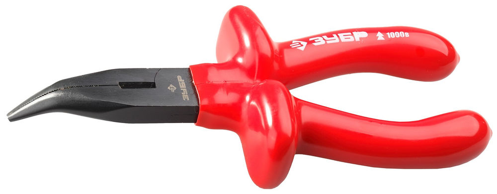 Диэлектрические изогнутые тонкогубцы 160 мм ЗУБР Электрик 2214-4-16