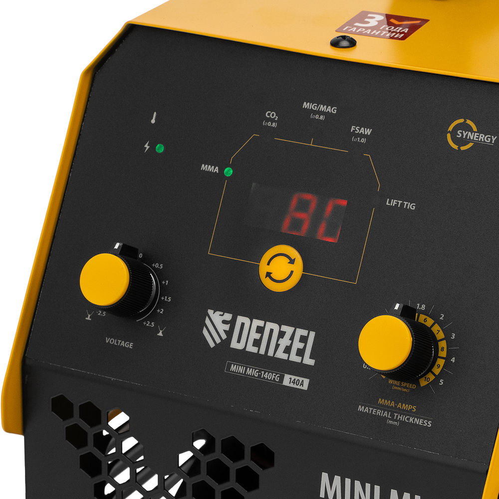 Аппарат инвертор. полуавтомат. сварки Mini MIG-140FG, 140 А, ПВ 60% Denzel (94322)