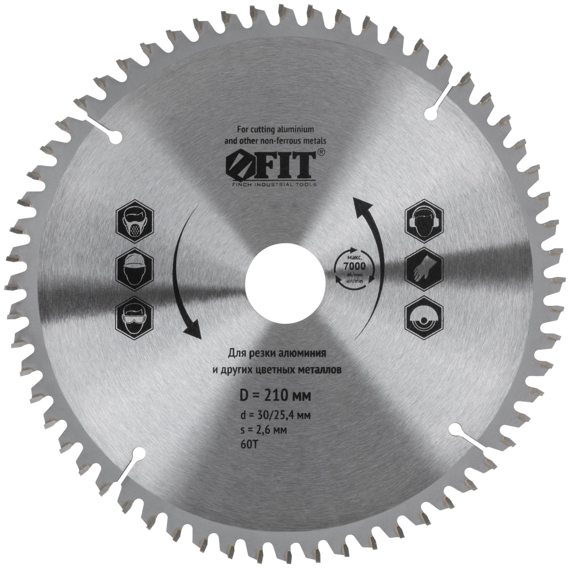 Диск пильный для циркулярных пил по алюминию 210 x 30/25,4 x 60T (37786)