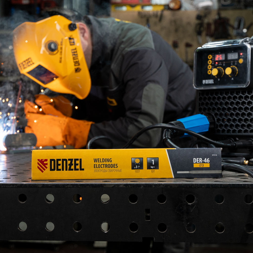 Электроды DER-46, диам. 3 мм, 1 кг, рутиловое покрытие Denzel (97514)