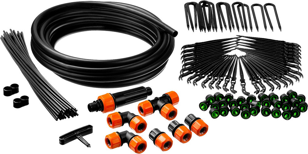 Система капельного полива 1/2, 9 м, площадь полива 6 кв м, расход воды 4л/ч на раст, на 30 раст, шланг магистральный GRINDA 425270-30