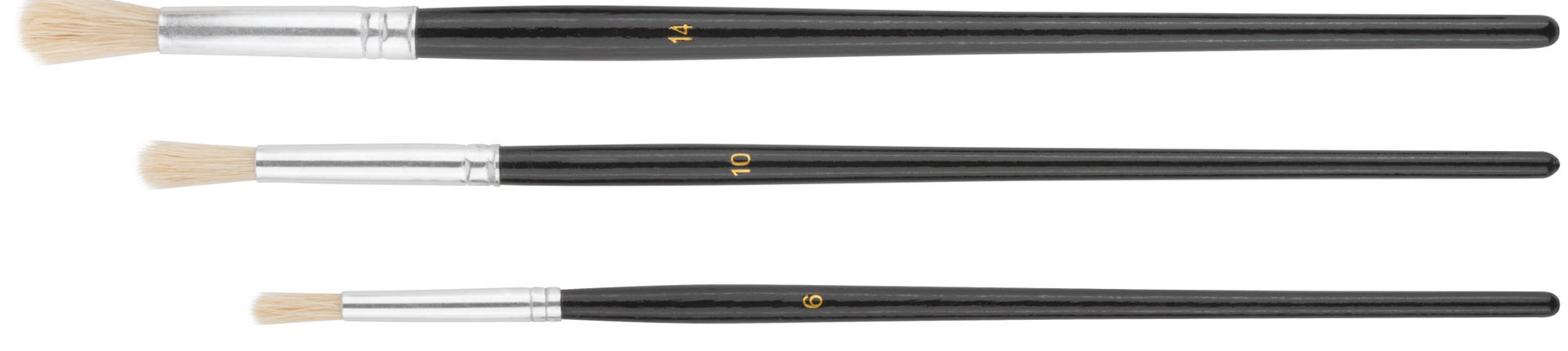 Кисти художественные, натуральная щетина, деревянная ручка, круглые, набор 3 шт. (01522)