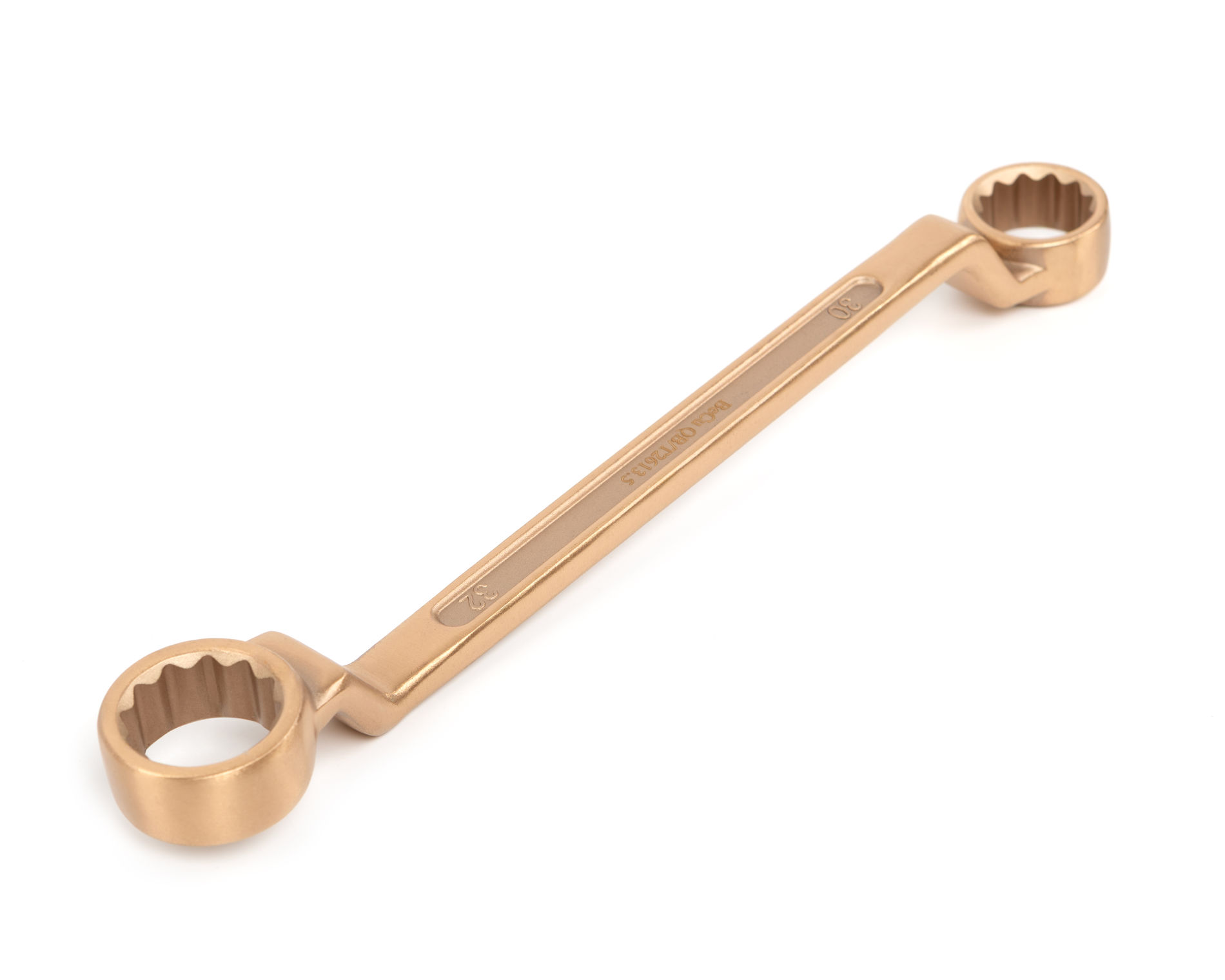 Ключ гаечный накидной двусторонний коленчатый 30х32 искробезопасный сплав BeCu 151-3032, HORTZ