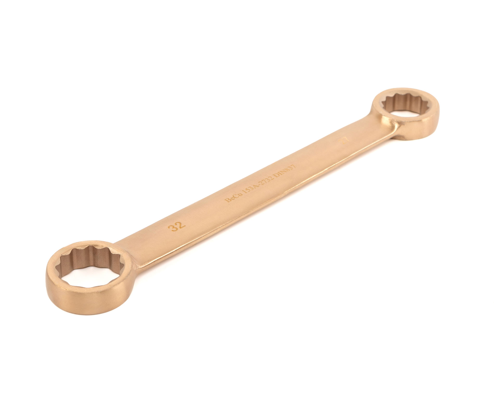 Ключ гаечный накидной двусторонний плоский 27х32 искробезопасный сплав BeCu 153A-2732, HORTZ