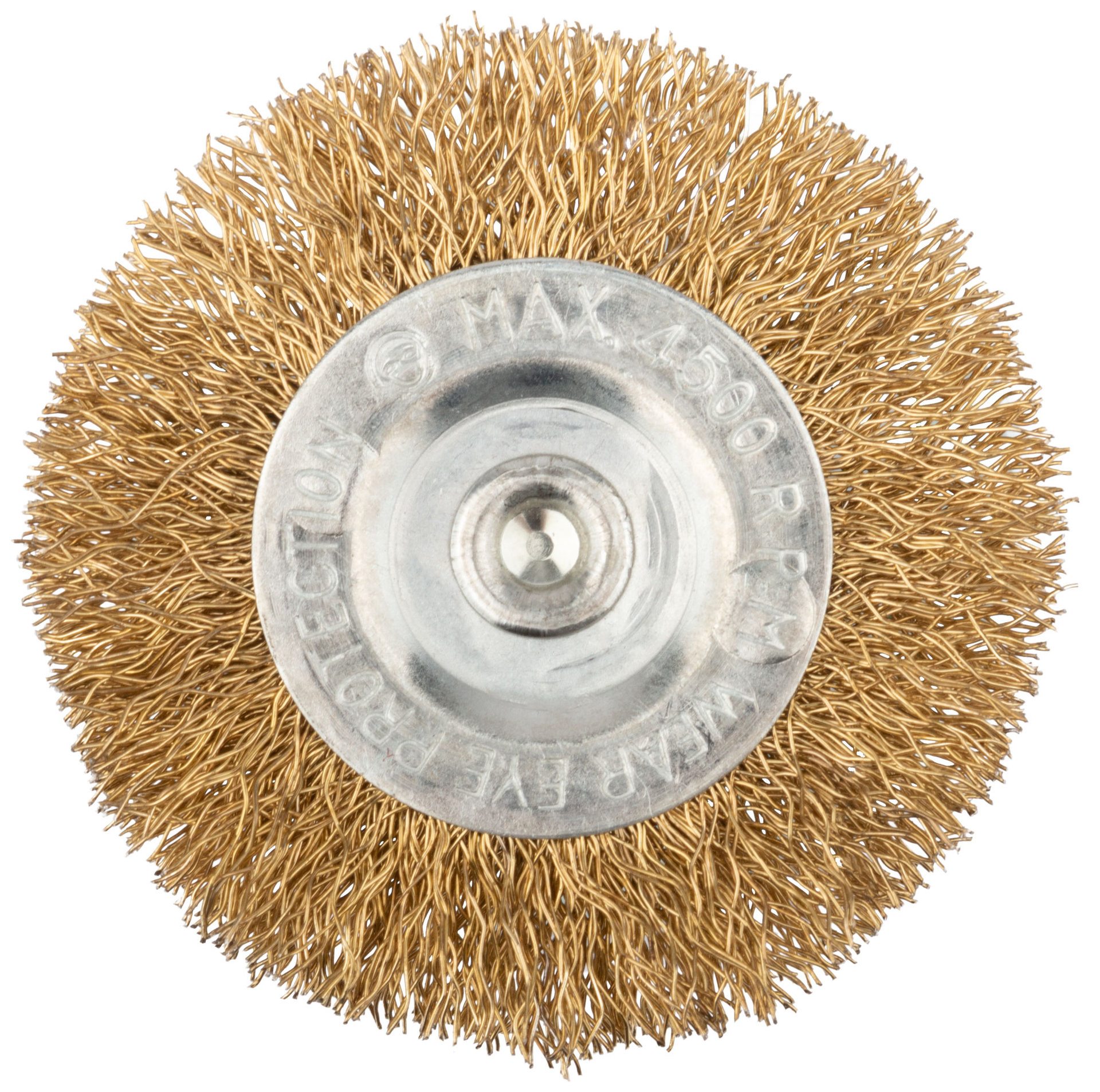 Корщетка дисковая прямая, со шпилькой, стальная латунированная волнистая проволока 63 мм (38463)