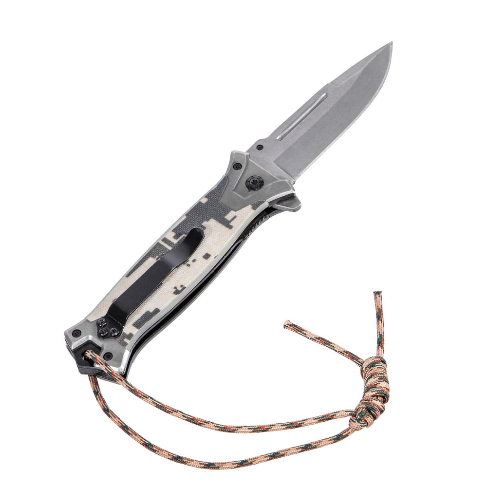 Нож складной, многоцелевой, системы Liner-Lock, с накладкой G10 на прямой рук-ке+стеклобой Denzel (79208)