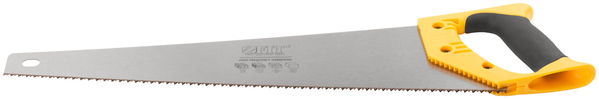 Ножовка по дереву, средний каленый зуб 7 ТPI, 2D заточка, пластиковая прорезиненная ручка 450 мм (40432)