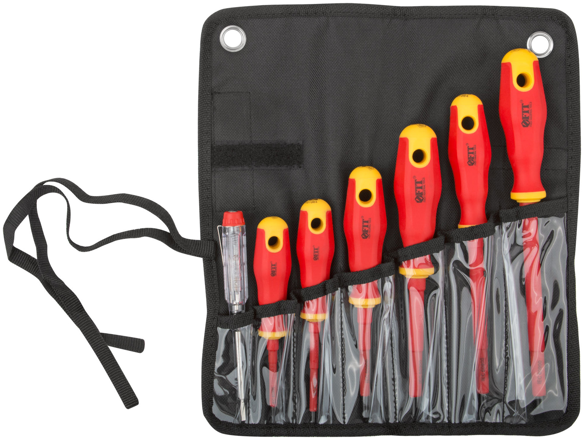 Отвертки изолированные 1000 В, CrV сталь, прорезин. ручки, в нейлоновом конверте, 6 шт.+ 1 индикаторная (56130)