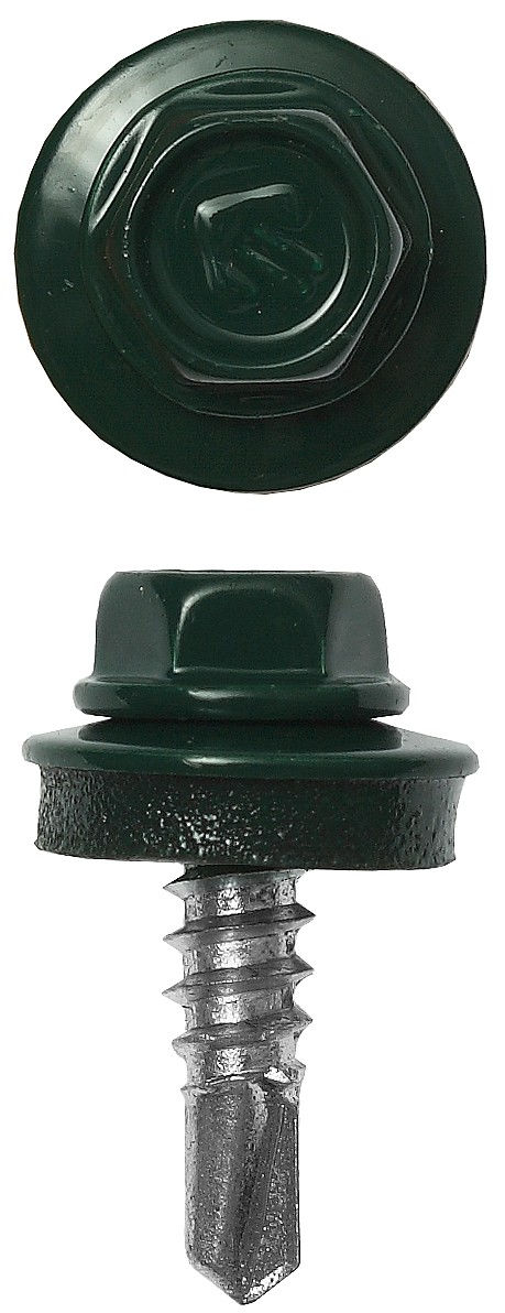 Саморез кровельный 25 х 5.5 мм, RAL 6005 зелёный насыщенный, 1800 шт Профессионал СКМ 6005 ЗУБР 4-300310-55-025-6005