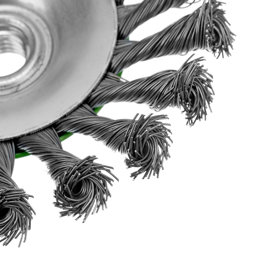 Щетка для УШМ, 100 мм, М14, тарелка, крученая металлическая проволока Сибртех (746097)