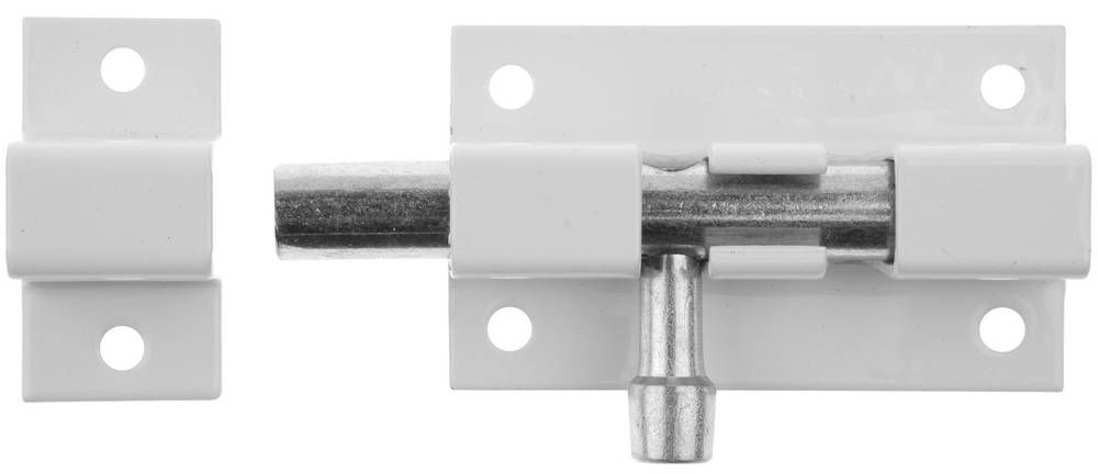 Накладная задвижка для окон и мебели 50 мм цвет белый/цинк ШП-50 БЦ 37751-50