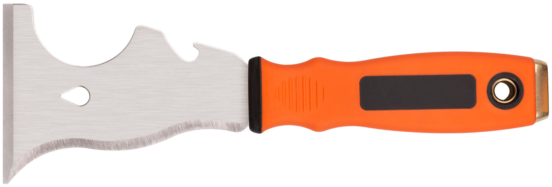 Шпатель-скребок, многофункциональный 8-в-1, нержавеющая сталь, 2К-ручка, 75 мм (30-2614)