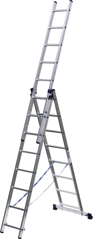Алюминиевая трехсекционная лестница 8 ступеней со стабилизатором СИБИН 38833-08
