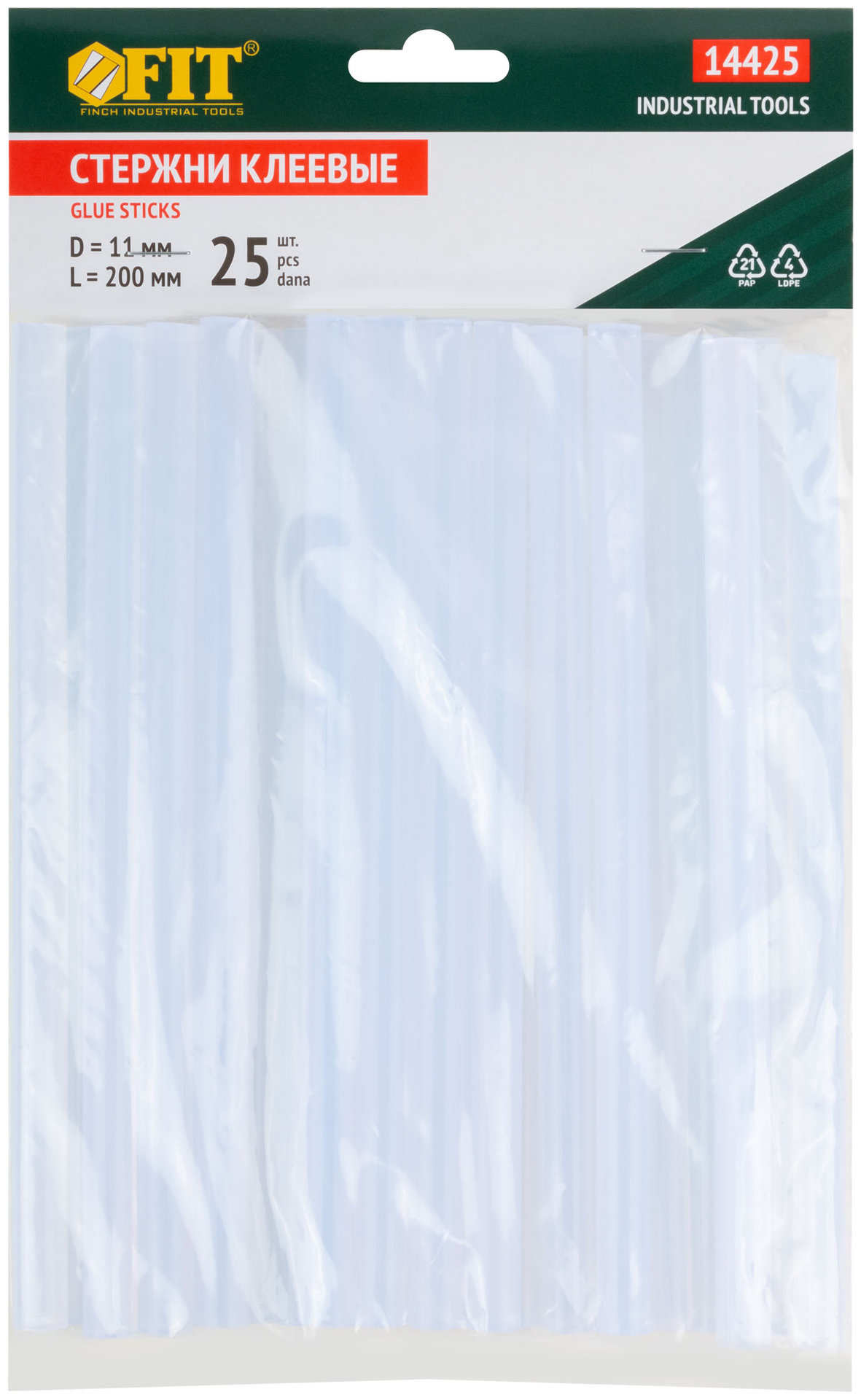 Стержни клеевые бесцветные 11х200 мм, 25 шт. (14425)