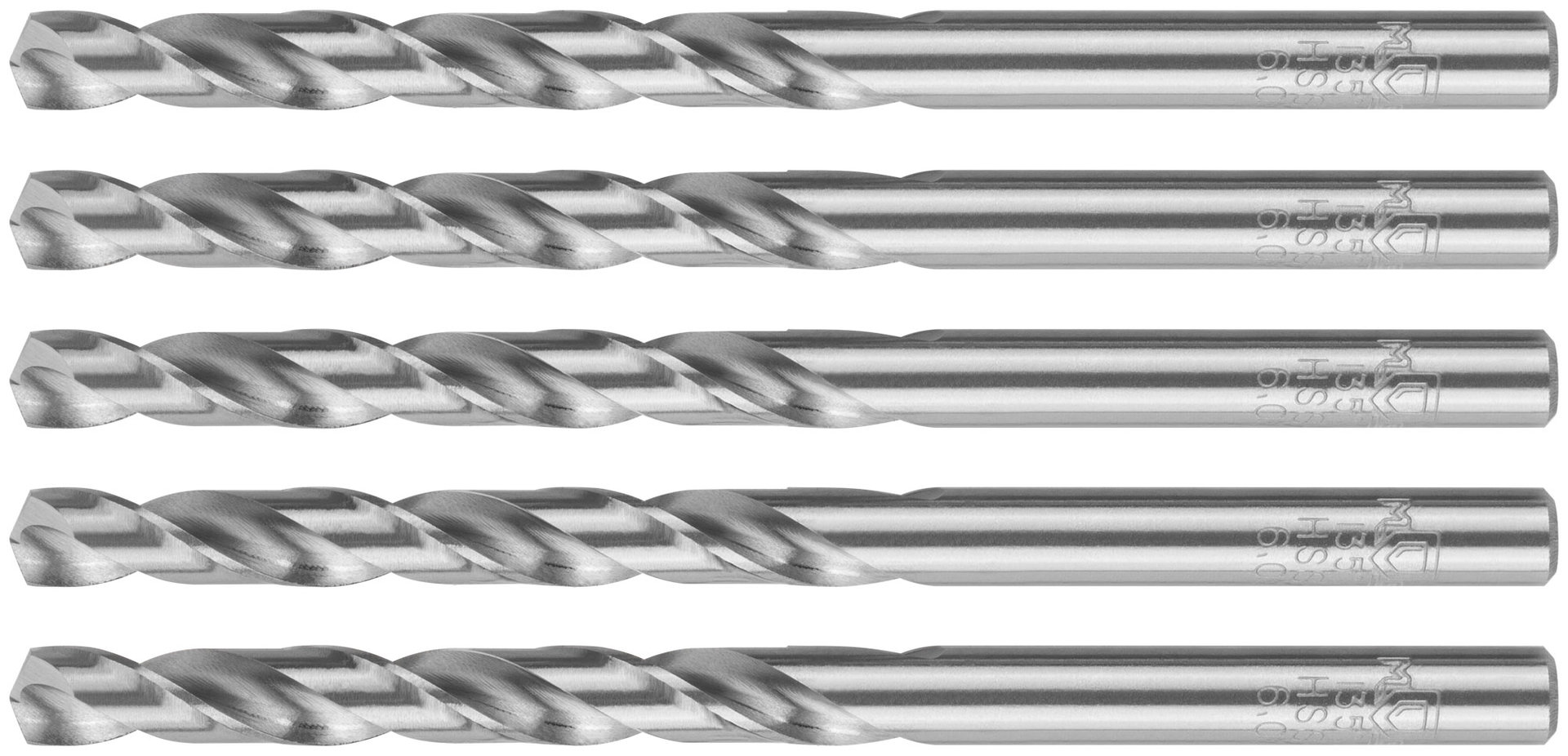 Сверла по металлу HSS шлифованные, угол заточки 135°, 6,0 x 93 мм (5 шт.) (35697М)