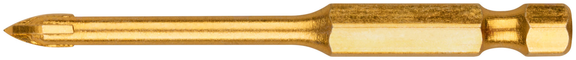 Сверло по кафелю, 4 режущие кромки, титановое покрытие, U-хвостовик под биту 4х69 мм (35474)