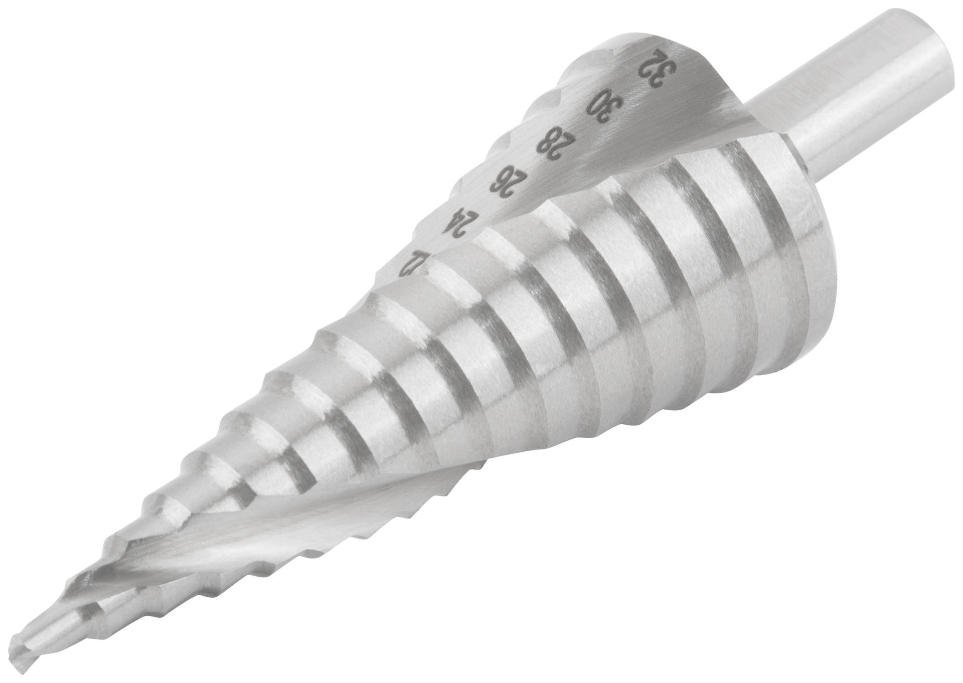 Сверло ступенчатое HSS по металлу, спиральный профиль, 15 ступеней, 4-32 мм