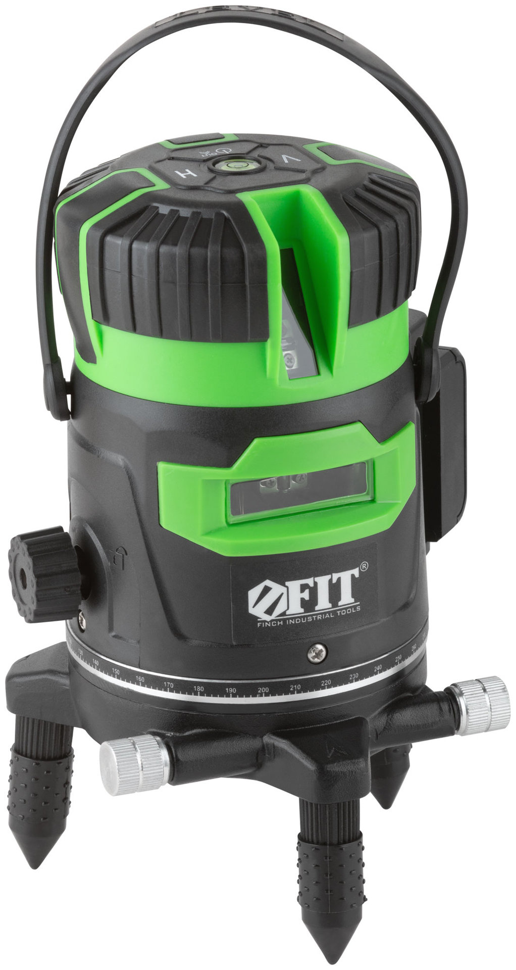 Уровень лазерный самоуспокаивающийся, зеленые лучи, крест, диапазон 10 м, Li-Ion аккум., 2 уровня яркости, без треноги, коробка (18633)