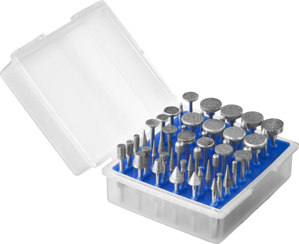 Набор алмазных мини-насадок для гравера 50 шт, хвостовик d 3 мм, Р180 ЗУБР Профессионал 33383-H50