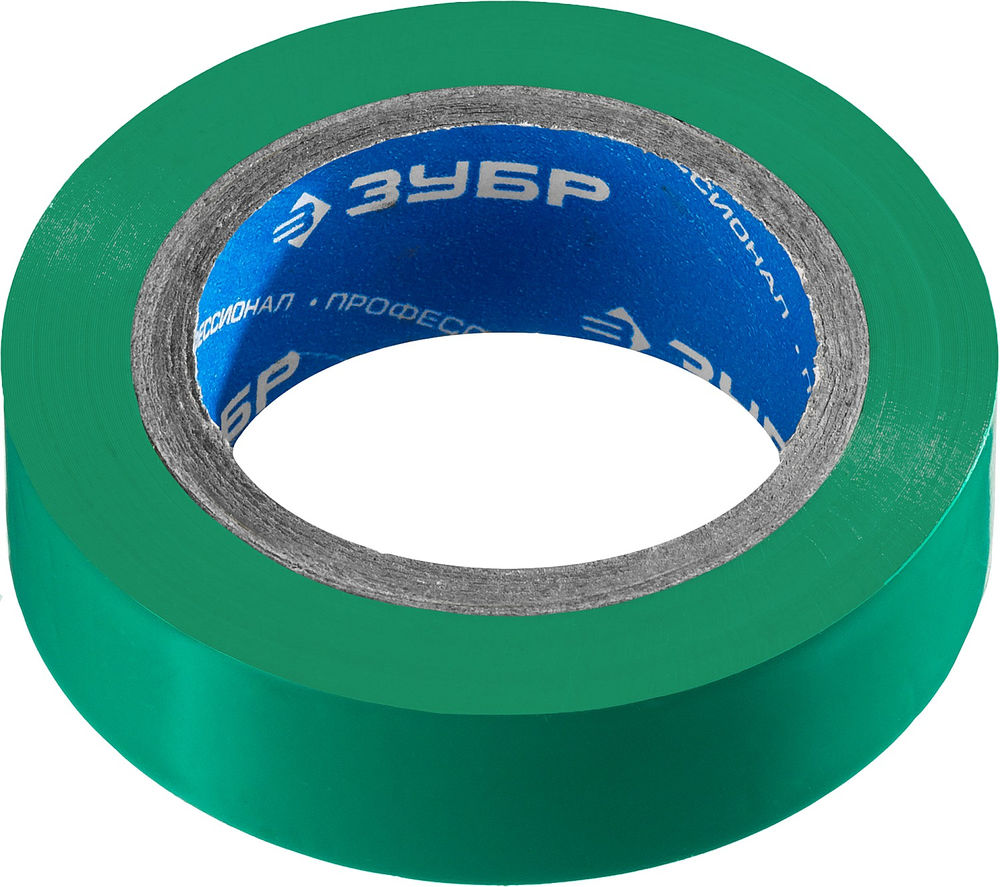 Изолента ПВХ ЭЛЕКТРИК-10 15 мм x 10 м, 6000 В, зеленая, не поддерживает горение ЗУБР Профессионал 1233-4_z02