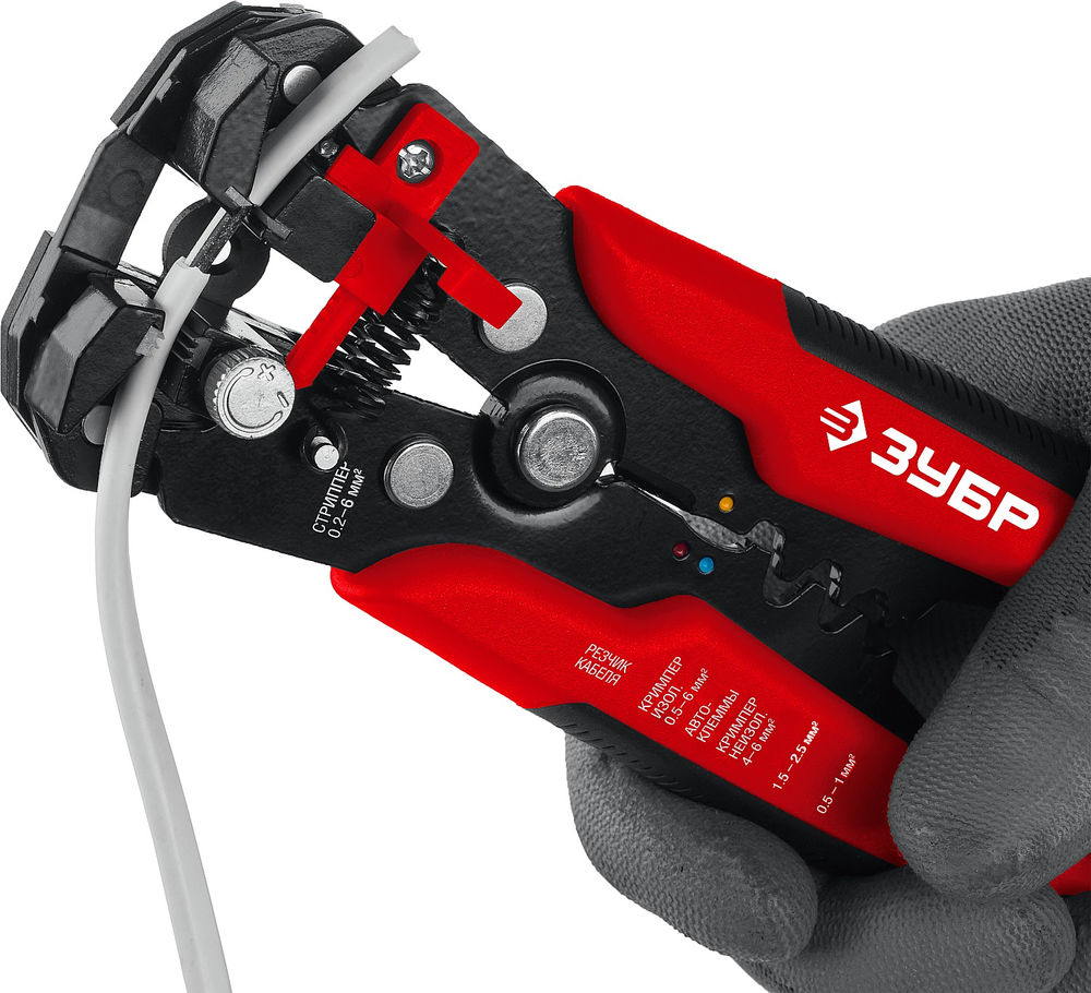 Автоматический стриппер с винтом микронастройки 0.2 - 6 мм2 ЗУБР ТМ-1 22645