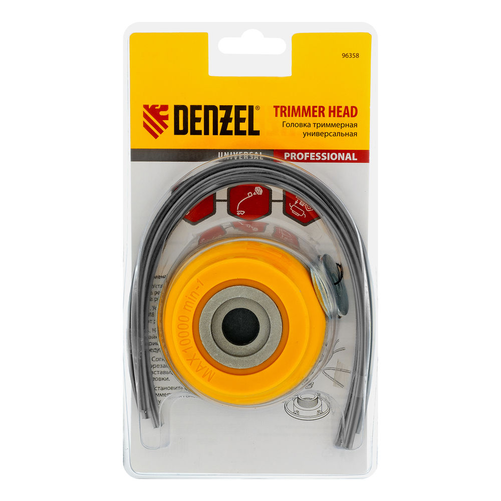 Головка триммерная универсальная, алюминиевый корпус, леска до 4 мм Denzel (96358)