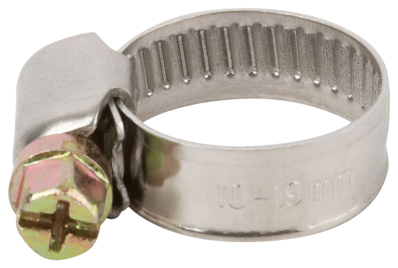 Хомут обжимной (нержавеющая сталь со сваркой) 10-19 мм (64273)