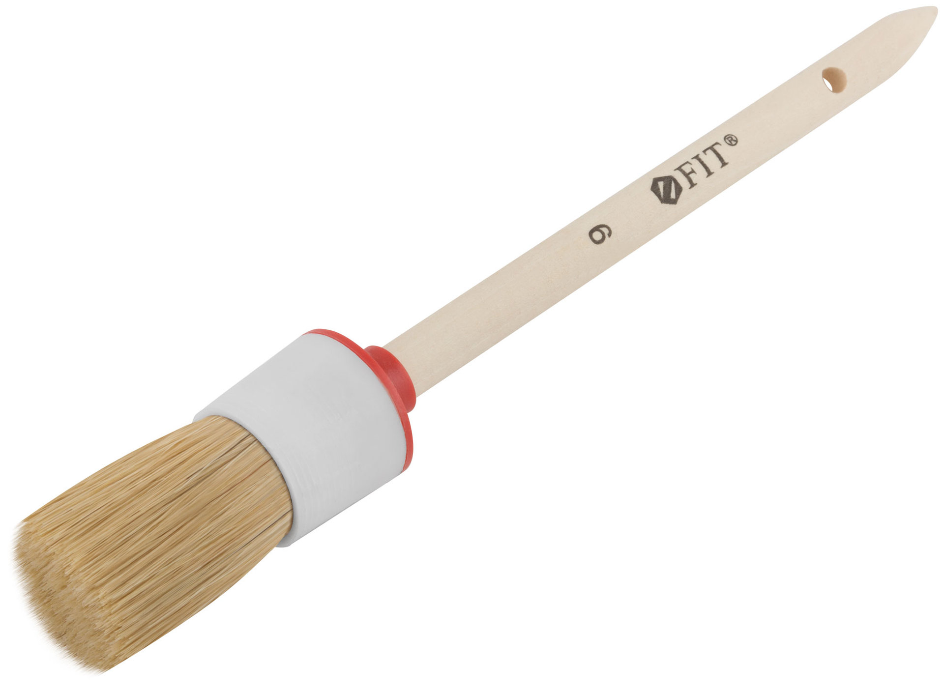 Кисть круглая, натуральная светлая щетина №6 ( 30 мм) (01304)