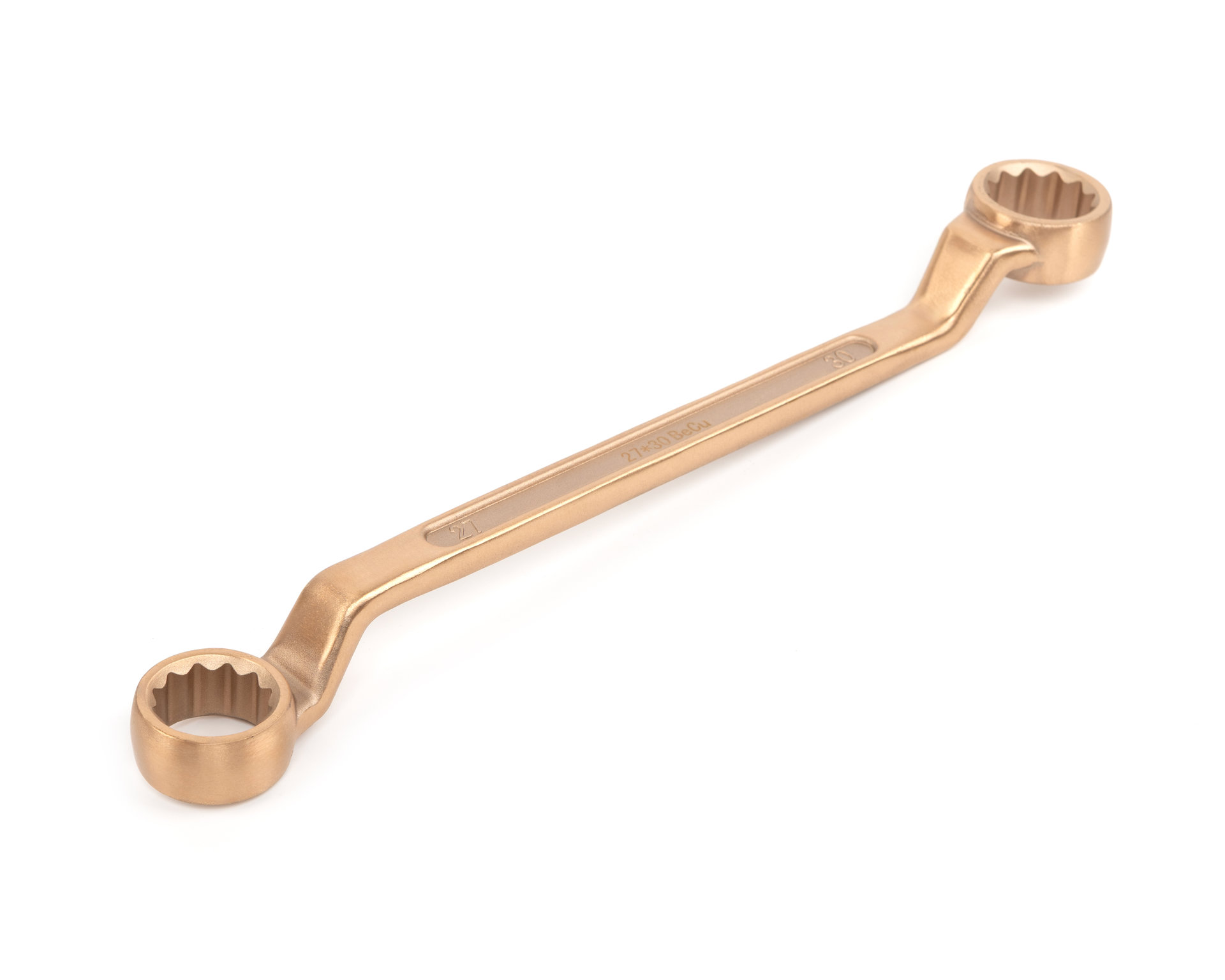 Ключ гаечный накидной двусторонний коленчатый 27х30 искробезопасный сплав BeCu, HORTZ