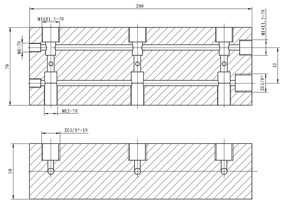 Кран гидравлический распределительный; 700 бар; 3 потребителя; 3/8-внут, ТЕХРИМ, КГР7-3