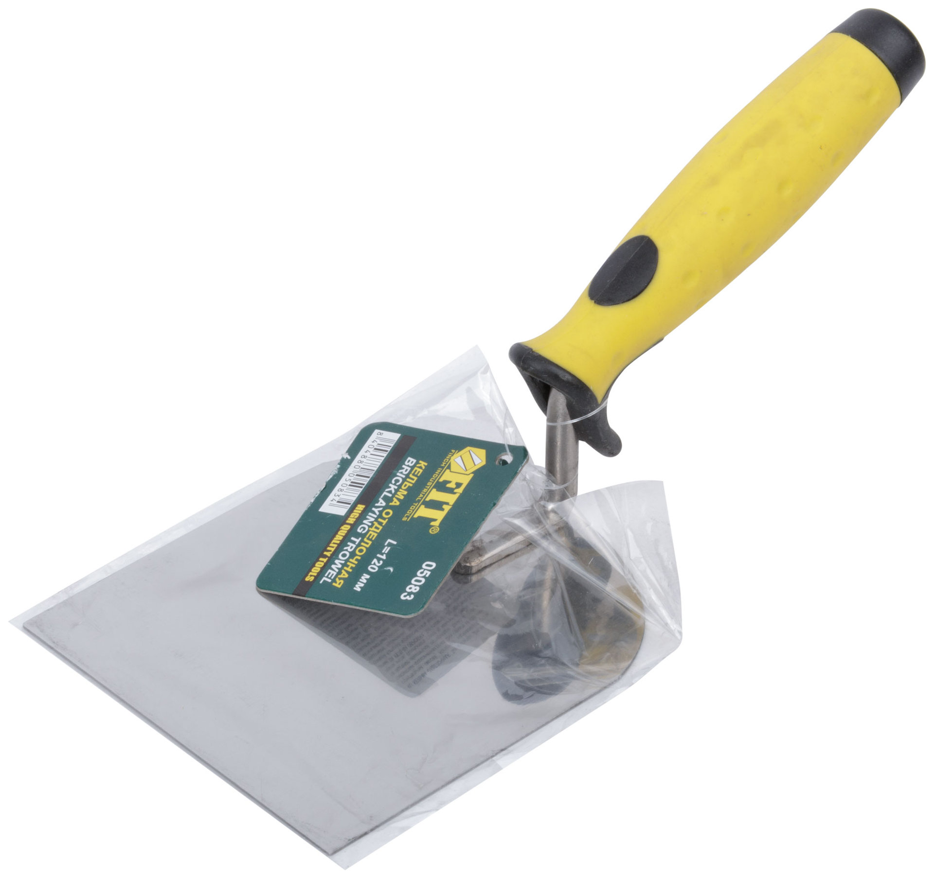 Мастерок нержавеющий, мягкая ручка, Профи, лопатка 100 мм (05083)