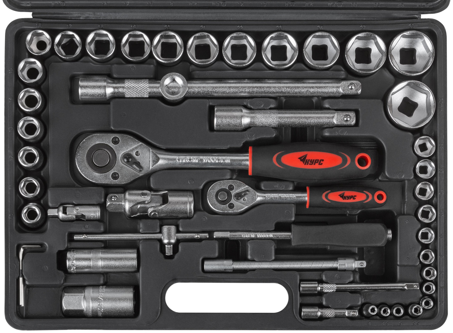 Набор инструмента автомобильный 94 шт. CrV 1/2+1/4