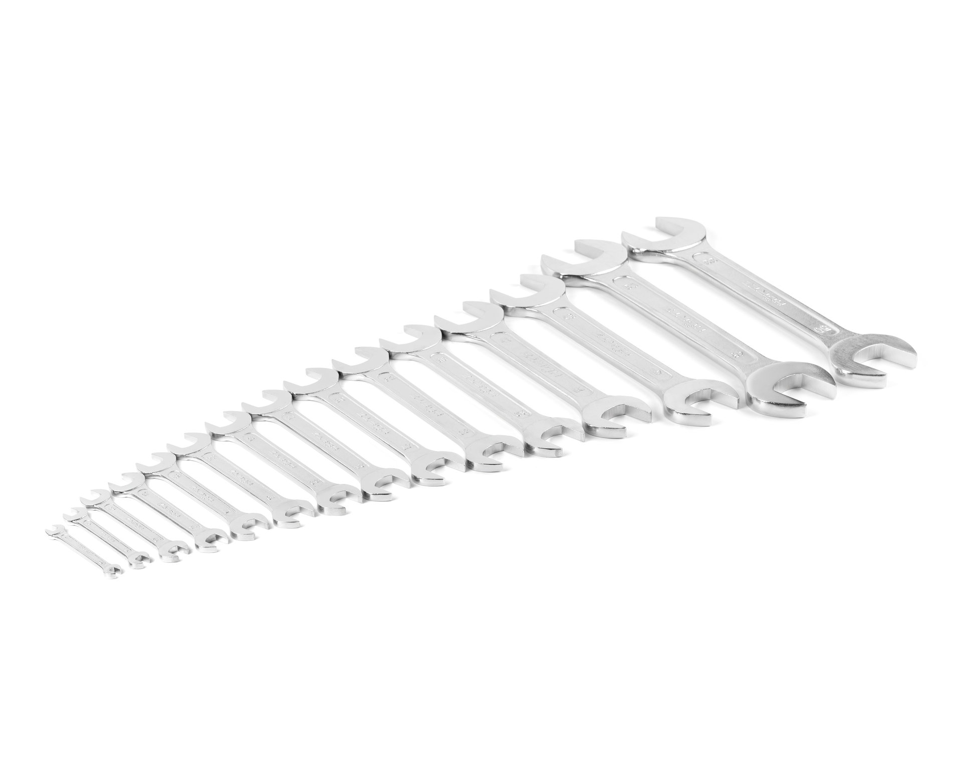 Набор ключей гаечных (рожковых) двусторонних 15шт. (6-55) хромированных HORTZ